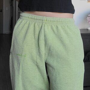 Ietsfrans Green Fleece Wide-Leg Jogger Track Pants (S)